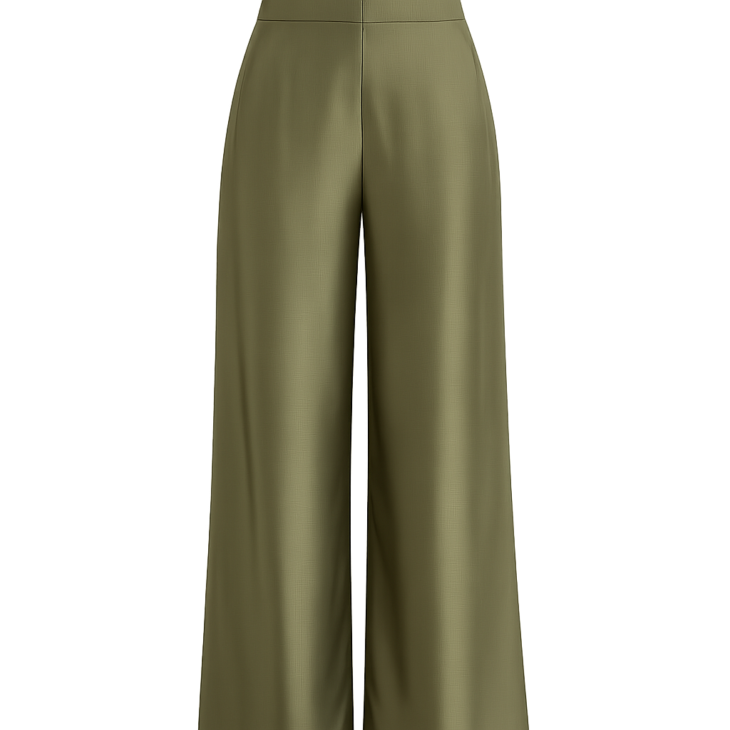Olive Silk Slacks - Domiciano Pants
